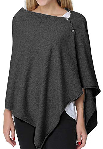 stylesilove Multi-Use Knit Nursing Shawl Poncho Adjustable Buttons for Breastfeeding Protection Nursing Cover Infinity Scarf (Slate)