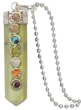 RAJNI Serpentine Kristallhänge 7 Chakra Meditation Reiki Wicca Healing Naturstenar Point Hänge Halsband Divination Pendel Hänge Kedja Halsband Lucky Charm Kvinnor Smycken Presenter Tillbehör