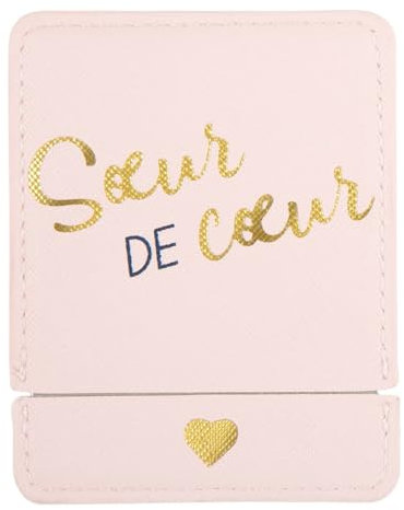 DRAEGER PARIS 1886 - Miroir de Poche Sœur de Cœur avec Étui Rose - Miroir Carré Portable 9x7cm - idée Cadeau Anniversaire & Toutes Occasions - Accessoire Maquillage Élégant & Personnalisé pour Femme