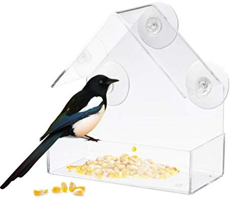 Transparent Fenster Vogelhäuschen Vogelfutterhaus Acryl Vogelhaus Praktische Transparente Vogelfutterstation Vogelfutterspender Window Bird Feeder