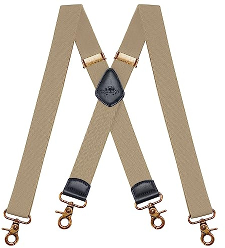 Dresime Hosenträger für Herren mit 4 starken Haken-Clips, X Form elastisch einstellbar Hosenträger für Männer und Damen Arbeitshosen Stark Motorradhose Overalls Jeans