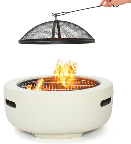 WILDLIFE FRIEND Brasero – Fogata – Mesa de fuego – 55 x 30 cm – Acero inoxidable, portátil, seguro, pantalla protectora, diseño único, cuenco para hoguera – Blanco