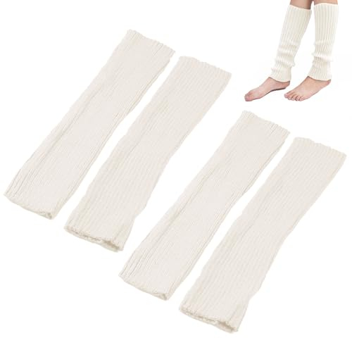 EUPSIIU 2 Paar Beinwärmer für Frauen und Mädchen, Damen Langer Beinwärmer Frauen, Knöchelwärmer, Warm und Bequem Beinwärmer, Hohe fußlose Kniestrümpfe, für Tanzen, Sport, Gym
