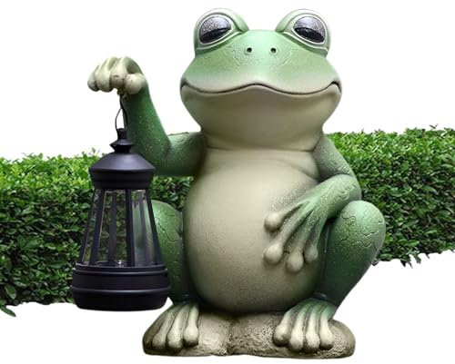 Luci solari a forma di rana da giardino all'aperto, decorazioni da giardino a rana solare, Statue da esterno da giardino in resina, Rane da giardino in resina, decorazioni per esterni per patio, balco
