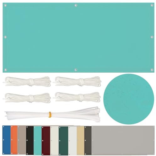 Sonnensegel Wasserdicht 1x1.6M Rechteckig Mit Ösen - Balkon Segeltuch UV Schutz für Terrasse Garten, Schwer, Himmelblau