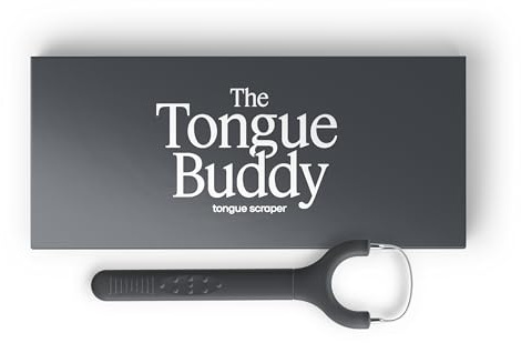 TheTongueBuddy Gratte-langue pour adultes (blanc fumé) (noir onyx)
