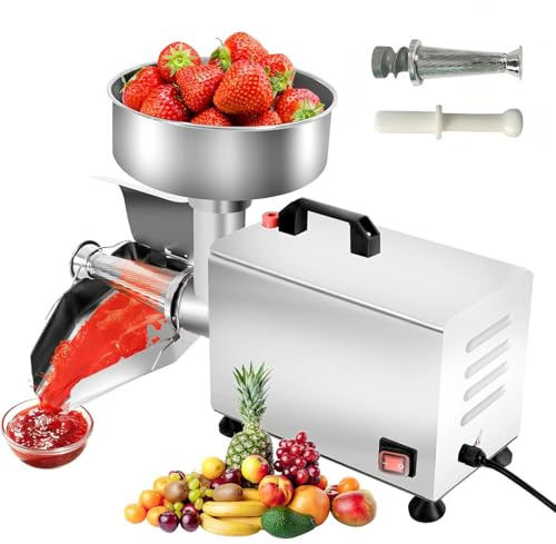Moulin électrique pour sauce tomate, passoire et broyeur en acier inoxydable 450 W, parfait pour purées, confitures, compote de pommes, purée de pommes de terre