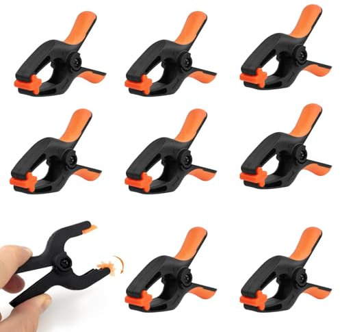 8 Pack Spring Clamps Heavy Duty, 3 Inch Quick Grip Clamps for Woodworking and DIY Projects, Dual Color Plastic Spring Clips for Crafts and Photography