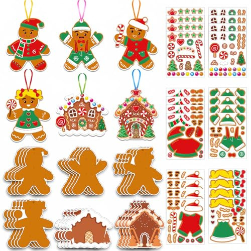 SansRealmL Kinder Weihnachten Bastelsets mit Gingerbread Design, Kreative Basteln mit Kindern für Weihnachtsbaum, Winter Deko und Neujahrsfeiern, DIY Kunsthandwerk für Feiertagsunterhaltung und Spaß