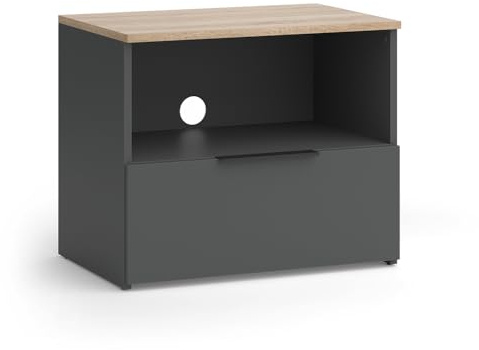 Vicco Lowboard Wido, Anthracite/Sonoma, 60 x 50 cm with drawer, suitable for TVs up to 43 inches, integrated cable management