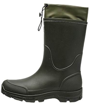 Barefoot Wellington Boots Men's Non-Slip Extra Wide Rain Boots Women's Rain Shoes Outdoor Hiking Boots Easy to Clean Outdoor Galoshes for Garden Agriculture Fishing Walking the Dog, Green, 7 UK