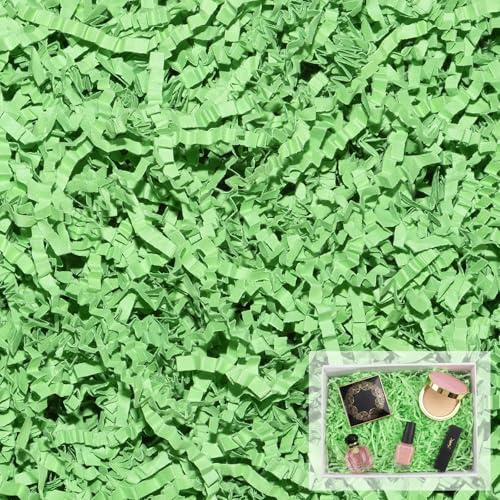 200g Green Shredded Tissue Paper, Crinkle Shredded Paper for Gift Boxes | Raffia Packaging Filler, Hamper Filling for Gift Basket Valentine's Day Birthdays Wedding Easter Christmas Anniversaries