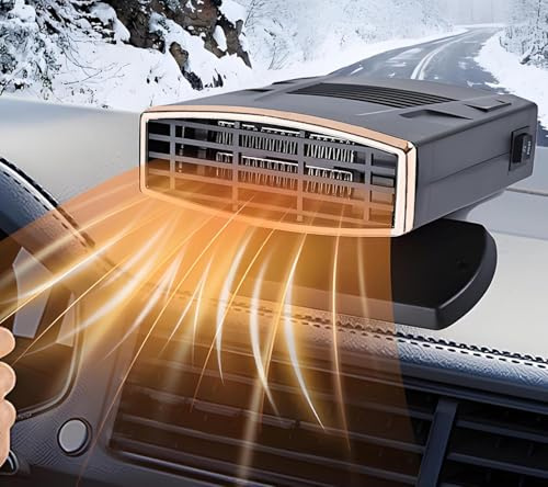WEQNGIU Calentador de coche de 12 V, portátil, 200 W, descongelante para enchufar en el encendedor de cigarrillos para el parabrisas, 2 en 1 para calentar y enfriar rápidamente vehículos pequeños