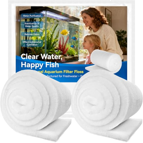 Borlech Aquarium Filterwatte Pad, Filtermedien Zubehör für Aquarien und Teiche, ultraklares Wasser in kürzester Zeit, 2,5 cm dick (30 cm breit, 200 cm lang) 2 Stück