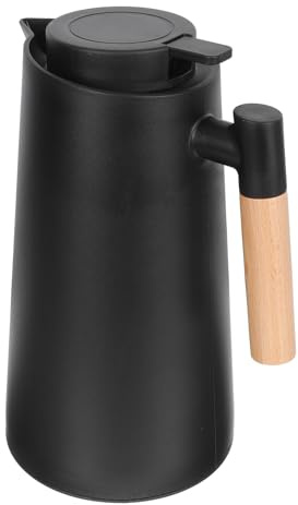 IMIKEYA Bollitore termico di grande capacità rivestito in vetro manico in legno nero brocca isolante per mantenere l'acqua calda adatta per uso domestico e caffè leggero e