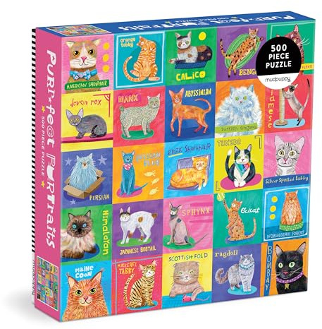 Mudpuppy Purr-fect Portraits! – 500 Piece Family Jigsaw Puzzle With Colorful And Fun Illustrations of A Variety Of Cats For Children Ages 8 And Up