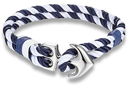 EXINOX Armband mit Anker, für Herren und Damen, Edelstahl, Marineblau, One Size, Edelstahl
