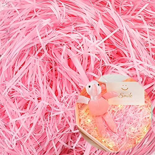 Füllmaterial Geschenk, Hillylolly Ostergras Papier, Geschreddertes Papier Füllmaterial 200g, Ostergras Dekogras, Füllmaterial Osterkorb, Geschreddertes Papier für Geschenkbox, Geschenkekorb (Rosa)
