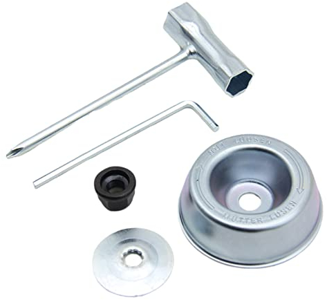 Kit de mantenimiento de accesorios de adaptador de cuchilla, incluye arandela de empuje, placa de conductor, tuerca de cuello, llave inglesa, compatible con Stihl FS FS36, FS55R, FS120, más, mejora el