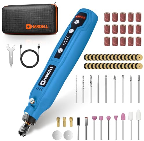 HARDELL Cordless Mini Rotary Tool Kit, 5-Speed with 69 Accessories, USB-C Rechargeable 3.7V, for Engraving Sanding Polishing Carving Cutting Drilling DIY