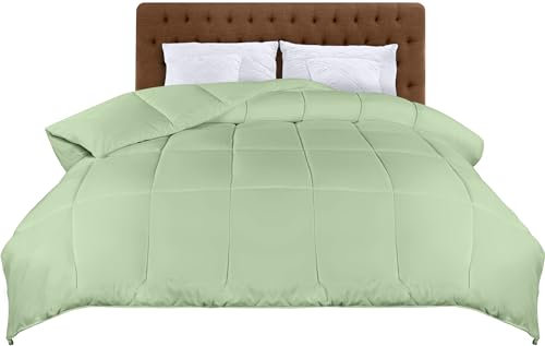 Utopia Bedding Lightweight Duvet 200 x 200 cm, 4 Seasons Duvet, Double Bed, Microfibre Cover – Sage Green