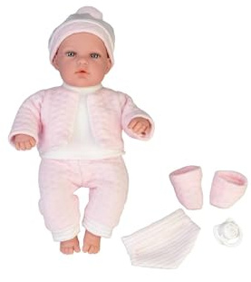 My Sweet Love - Elegance Crying Baby Girl con Colores Rosa, muñeca bebé recién Nacida, 33 cm y Cuerpo Duro, Ropa de Punto y Accesorios, Chupete, Juguete Fabricado en España, 2 años, Famosa (MYW01000)