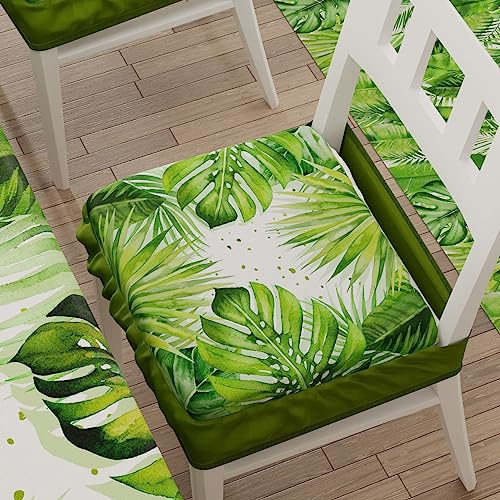 PETTI Artigiani Italiani - Cuscini per Sedia Cucina con Elastico da 6 Pezzi, Copricuscini Sedia in Microfibra con Elastico, Cuscini Coprisedia con Molla Disegno Tropical 05 100% Made in Italy