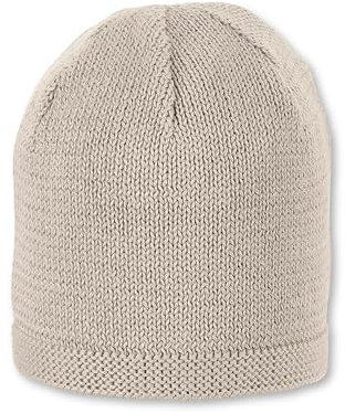 Sterntaler OCS Strickmütze - Klassische Babymütze aus Baumwollgarn (Bio) - Unisex Übergangsmütze ab Geburt - Basic Kopfbedeckung - Beanie Mütze einfarbig - Größe 39, Farbe beige