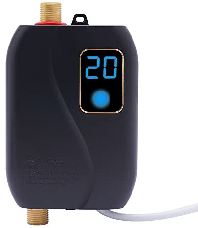 Jolre Mini scaldabagno istantaneo, piccolo scaldabagno, scaldabagno istantaneo, serbatoio elettrico, kit acqua calda per cucina, scaldabagno LCD per bagno, cucina, 3500 W 0,6 Mpa.