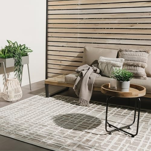 benuta Basic In- & Outdoor Teppich Flora - Beige 120x170 cm - Florales Design - Wetterfest & UV-beständig - Für Balkon, Terrasse, Garten - Küchenteppich & Wohnzimmerteppich - Pflegeleicht Robust