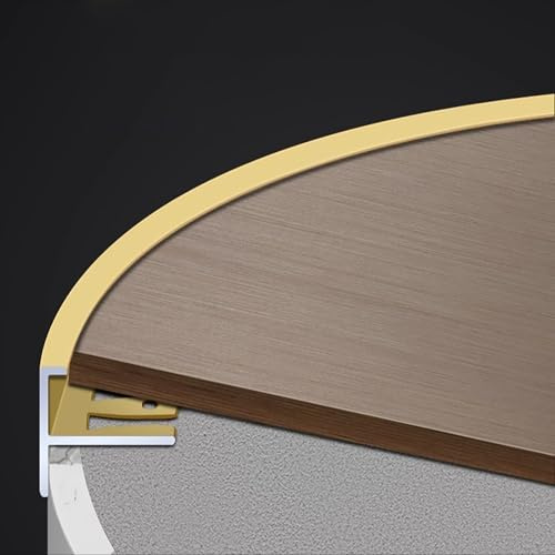 Raouoae 2 Pieces F-Shape Flexible Tile Rail - 135cm Stair Edge Profile For Safety On Steps With Tile And Wood Edging – Durable Step Edge Protector For Enhanced Grip And Safety(Gold,Höhe: 18 mm)