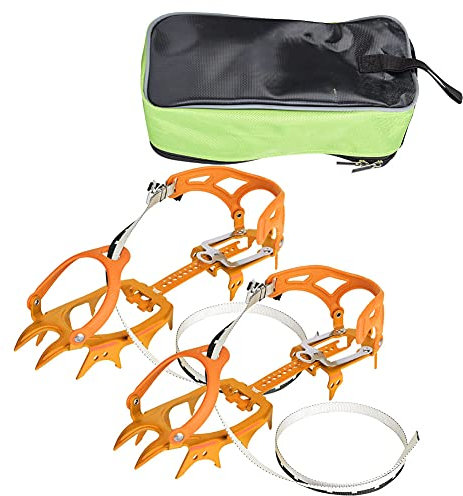 Steigeisen mit 14 Zähnen, Wanderstiefel, Schuhüberzüge, Metalldachschuhe, Stiefelketten für Eisfischen, Dach, Eissee, Schneewandern und Kletterausrüstung (43,5 Yards Orange)