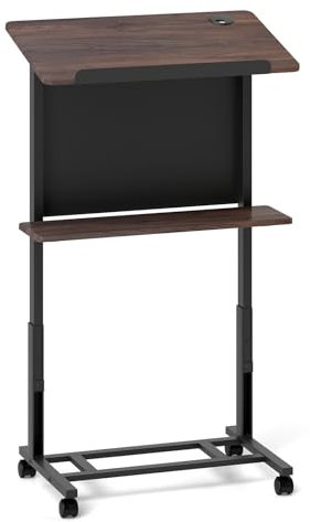 GIANTEX Rednerpult 103-125cm höhenverstellbar, 70 x 42cm Laptoptisch mit 4 Rollen & neigbarer Tischplatte, Mobiler Rednerstand mit Ablage, für Kirche, Klassenzimmer, Konferenz