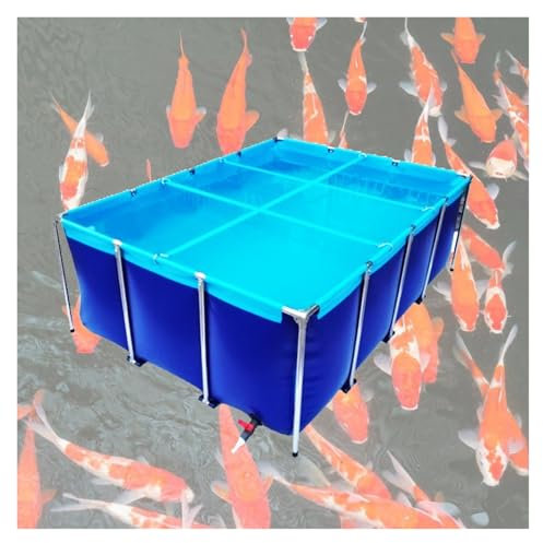 Piscina Fuori Terra e laghetto per Carpe Koi, Acquario in Tela di PVC con valvola di Scarico, laghetto per Pesci Rossi e Tartarughe da Esterno/Interno (150x100x60 cm)