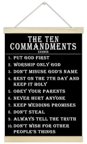 LETUROIA Christian Poster Hanger Frame, Ten Commandments Canvas Wall Decor(12×16), Bible Verse Wall Art For Living Room Bedroom Church Prayer Room -35