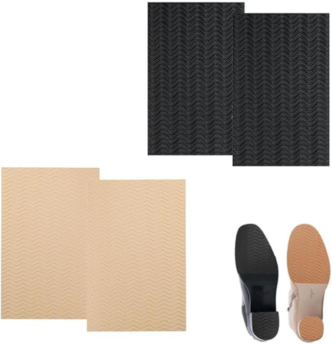 Protezioni per Suole di Scarpe Antiscivolo,4 Adesivi Autoadesivi per Riduzione Rumore Tallone,Cuscinetti per Tacchi Alti e Stivaletti,Riparazione Suola in Gomma Tagliabile - Nero