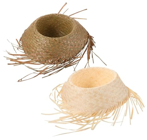 FRCOLOR 2 St Hawaiiansk Flätad Strandhatt för Kvinnor Unik Hönsboformad Mexikansk Sombrero Resehatt med Solskydd för Strandfester och Tropiska Evenemang