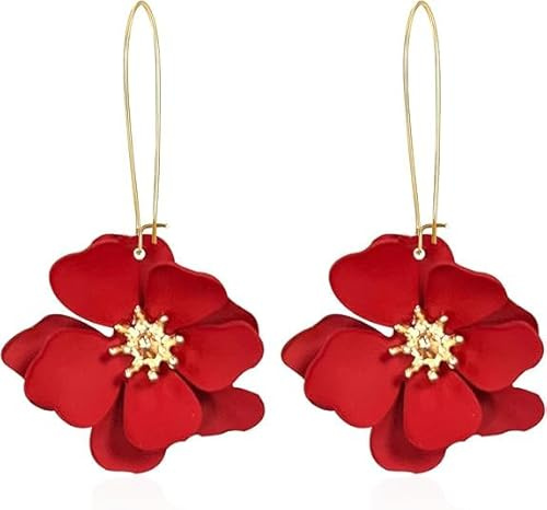 Pendientes de Flores,Pendientes de Mujer,Pendientes Colgantes De Flores Bohemias,Grandes Florales para Fiestas, Bodas, Accesorios Diarios
