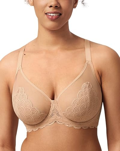 HSIA Bras for Women Minimiser UK Lace Mermaid Scales Underwired Non Padded