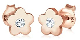 Elli Pendientes para Niños con Cristales, Fabricados en Plata de Ley de 925 Chapada en Oro Rosa