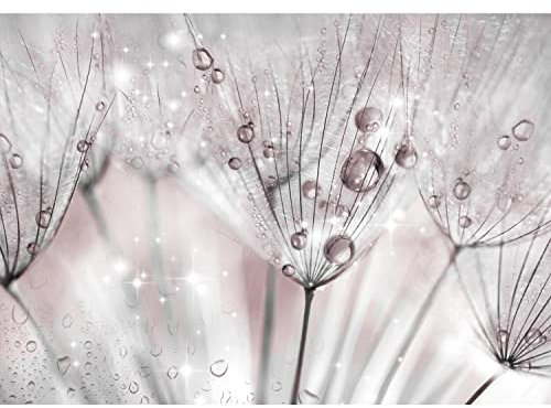 Runa Art Fototapeten 396 x 280 cm Blumen Pusteblume - Vlies Wanddekoration Wohnzimmer Schlafzimmer - Deutsche Manufaktur - Rosa Grau 9436012a