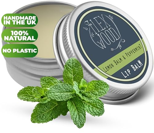 The Ilex Wood - Lip Balm with Lemon Balm and Peppermint - All natural, coldsore prevention, palm oil free, cruelty free, plastic free, moisturising lip balm, handcrafted in the UK - 10ml
