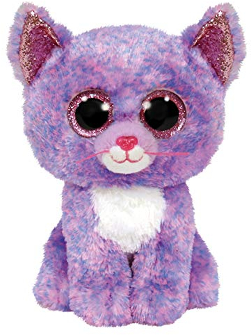 TY - Peluche - Beanie Boos - Gatto - Cassidy - Rosa e Viola - Orecchie e Occhi Rosa glitter - Il peluche con gli occhi grandi scintillanti - 15 Cm - 36248