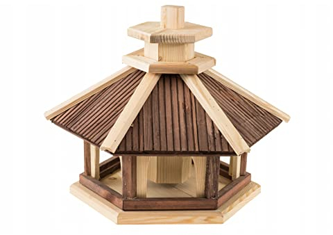 Vogelhäuschen, Vogelhaus aus Holz, Vogelhäuschen, Nistkasten, mit Ständer (Braun, XXL)