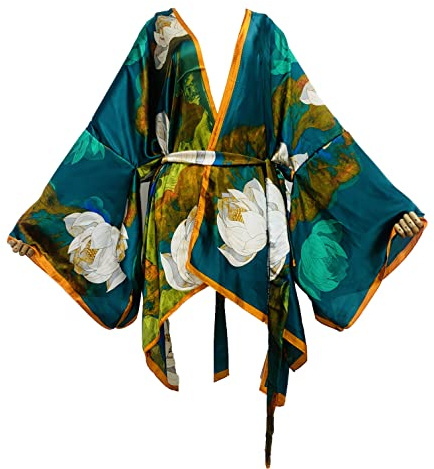 Summer Beach Cover up Women Cardigan Fashion Sexy Boho African Holiday Party Long Sleeve Silk Feeling Robe Kimono Kaftan (color31)