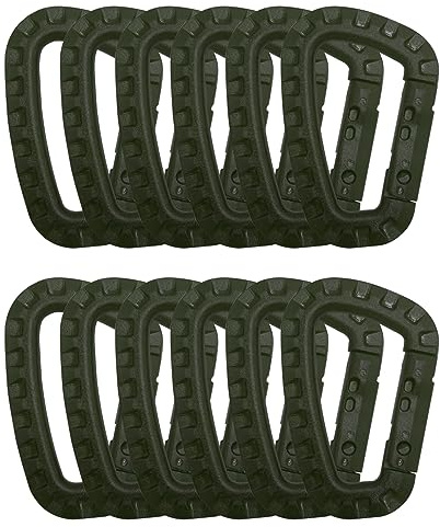 HOUSON 12 Stück D-Form Karabiner Kunststoff, Plastik Karabinerhaken Clip Set Grün