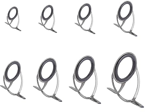 SUPERFINDINGS 24 Stück 8 Stile Einbeinige Angelrutenführungen Ersatz Angelrutenspitzen Reparatursatz Kohlenstoffstahl Keramik Ringführungsspitzen Für Süßwasser Salzwasserruten