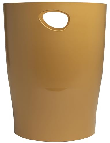 Exacompta - Ref 45329D - 1 ECOBIN NeoDeco waste paper bin with handles - Volume 15 litres - Dimensions 26.5 x 26.5 x 33.5 cm - For office or home - Copper gold colour