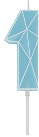 DERVENTA Birthday Candle Big Number 3D Macaron Blue 3.7 inch Party Celebration Anniversary Decoration Cake Topper 1 Piece (Number 1 Macaron Blue)