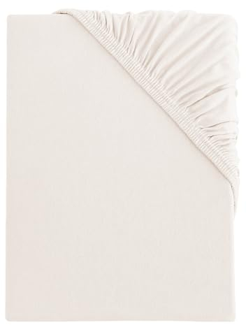 s.Oliver Spannbettlaken 90x200-100x200 cm- 100% Baumwolle, Matratzenhöhe bis 25 cm, besonders weich & angenehm, Spannbetttuch Creme